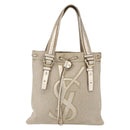 SAINT LAURENT Kahala Tote Bag Canvas Gold Tone 123435 Auth 151183-2