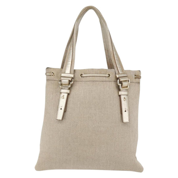 SAINT LAURENT Kahala Tote Bag Canvas Gold Tone 123435 Auth 151183