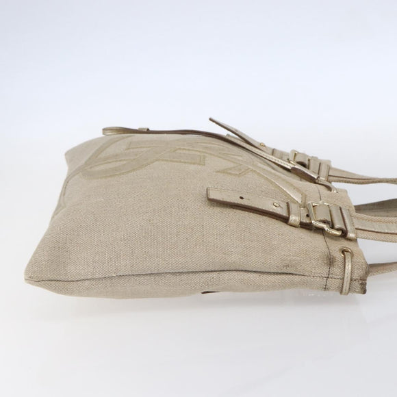 SAINT LAURENT Kahala Tote Bag Canvas Gold Tone 123435 Auth 151183