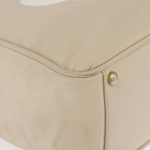 CHANEL Camelia Tote Bag Leather Ivory Gold CC Auth 151193V