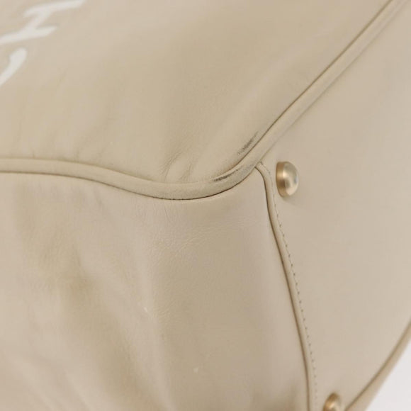 CHANEL Camelia Tote Bag Leather Ivory Gold CC Auth 151193V