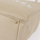 CHANEL Camelia Tote Bag Leather Ivory Gold CC Auth 151193V-14