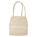 CHANEL Camelia Tote Bag Leather Ivory Gold CC Auth 151193V-2
