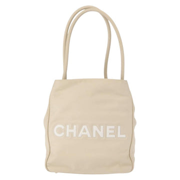 CHANEL Camelia Tote Bag Leather Ivory Gold CC Auth 151193V - 0