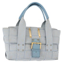 FENDI Zucca Canvas Hand Bag Light Blue Gold Auth 151194V-1
