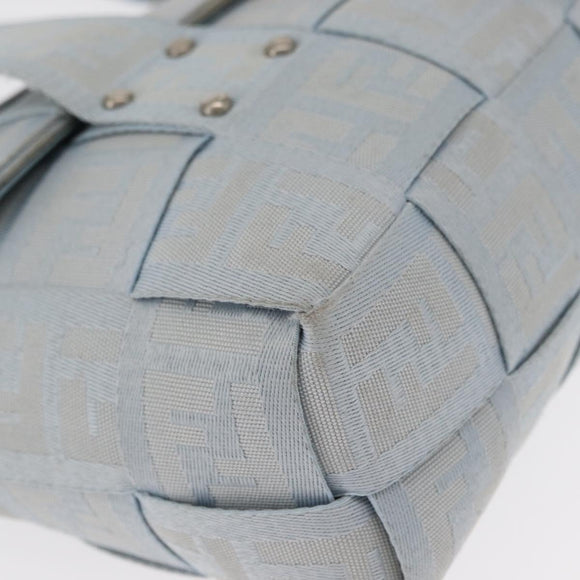 FENDI Zucca Canvas Hand Bag Light Blue Gold Auth 151194V