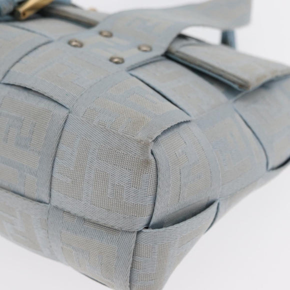 FENDI Zucca Canvas Hand Bag Light Blue Gold Auth 151194V