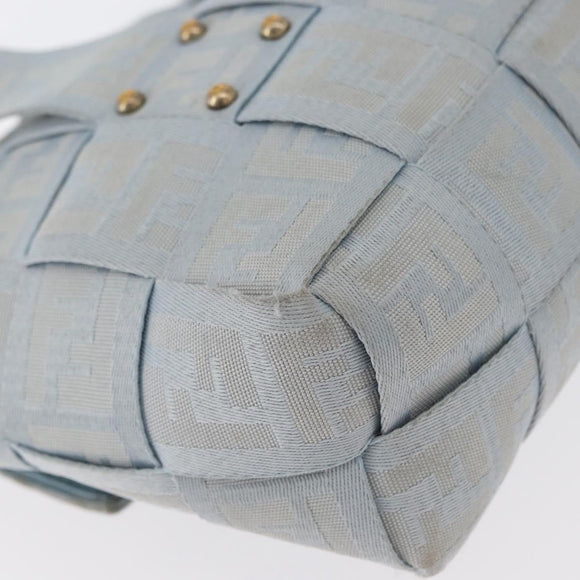 FENDI Zucca Canvas Hand Bag Light Blue Gold Auth 151194V