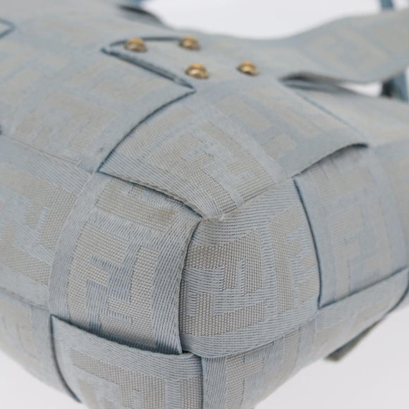 FENDI Zucca Canvas Hand Bag Light Blue Gold Auth 151194V