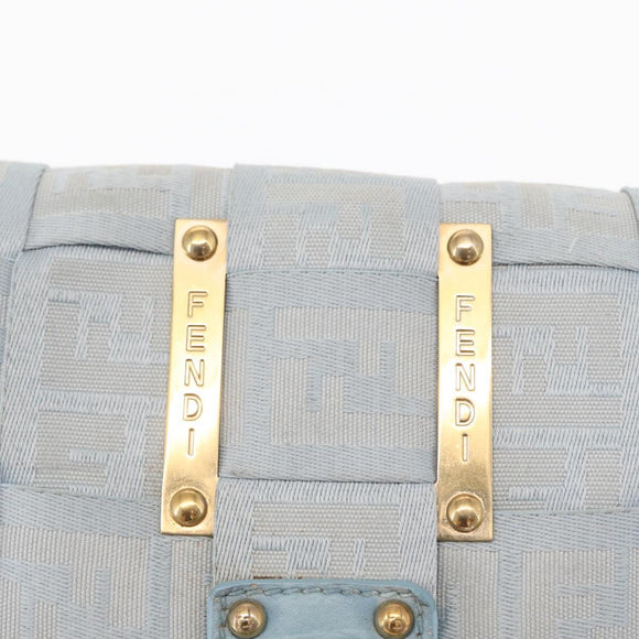 FENDI Zucca Canvas Hand Bag Light Blue Gold Auth 151194V