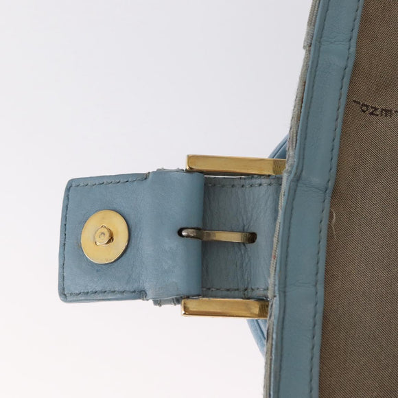 FENDI Zucca Canvas Hand Bag Light Blue Gold Auth 151194V