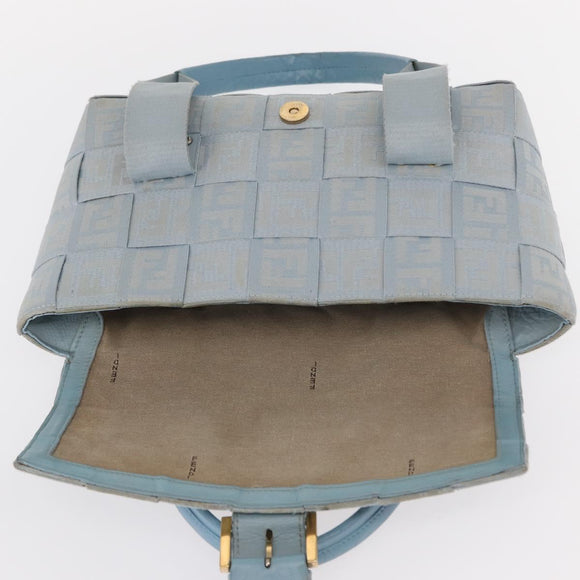 FENDI Zucca Canvas Hand Bag Light Blue Gold Auth 151194V