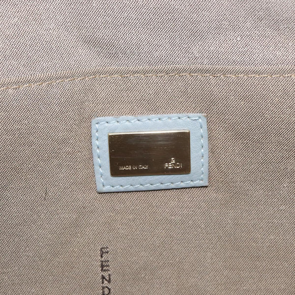 FENDI Zucca Canvas Hand Bag Light Blue Gold Auth 151194V