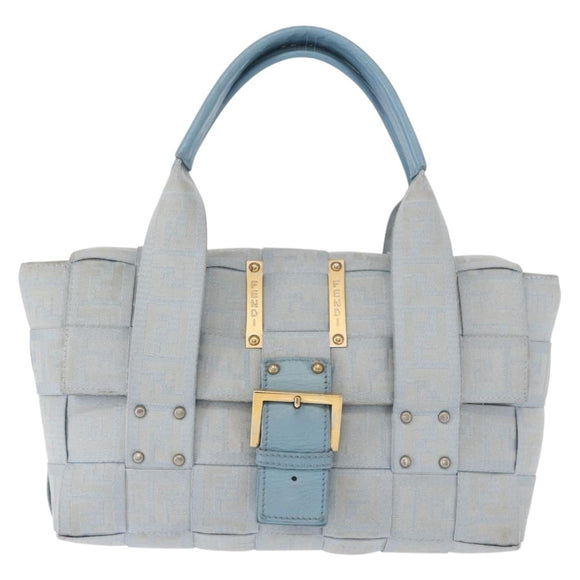 FENDI Zucca Canvas Hand Bag Light Blue Gold Auth 151194V