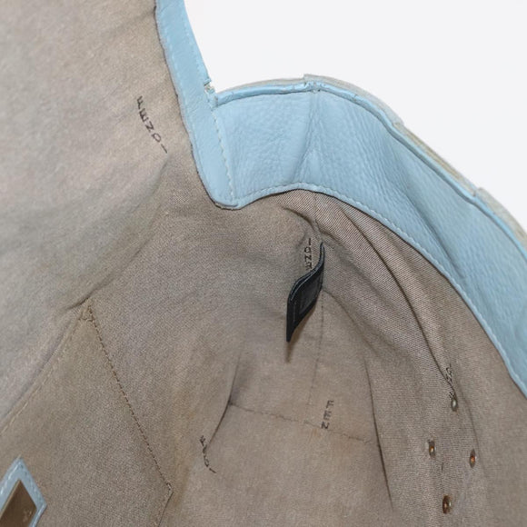 FENDI Zucca Canvas Hand Bag Light Blue Gold Auth 151194V