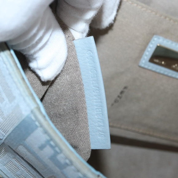 FENDI Zucca Canvas Hand Bag Light Blue Gold Auth 151194V