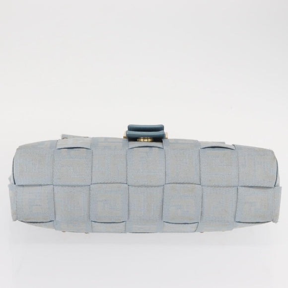 FENDI Zucca Canvas Hand Bag Light Blue Gold Auth 151194V