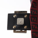 FENDI Zucchino Canvas Mamma Baguette Shoulder Bag Red Silver Auth 151195SAM-9