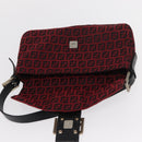 FENDI Zucchino Canvas Mamma Baguette Shoulder Bag Red Silver Auth 151195SAM-20