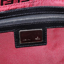 FENDI Zucchino Canvas Mamma Baguette Shoulder Bag Red Silver Auth 151195SAM-21
