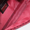FENDI Zucchino Canvas Mamma Baguette Shoulder Bag Red Silver Auth 151195SAM-10