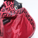 FENDI Zucchino Canvas Mamma Baguette Shoulder Bag Red Silver Auth 151195SAM-22