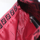 FENDI Zucchino Canvas Mamma Baguette Shoulder Bag Red Silver Auth 151195SAM-23