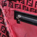 FENDI Zucchino Canvas Mamma Baguette Shoulder Bag Red Silver Auth 151195SAM-24