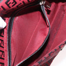 FENDI Zucchino Canvas Mamma Baguette Shoulder Bag Red Silver Auth 151195SAM-25