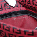 FENDI Zucchino Canvas Mamma Baguette Shoulder Bag Red Silver Auth 151195SAM-11