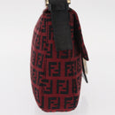 FENDI Zucchino Canvas Mamma Baguette Shoulder Bag Red Silver Auth 151195SAM-4