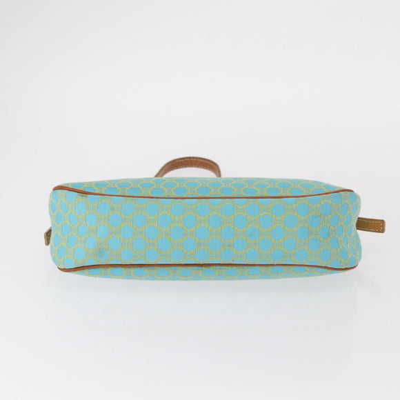 CELINE Macadam Canvas Accessory Pouch Turquoise Blue Silver Auth 151197A