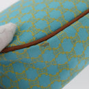 CELINE Macadam Canvas Accessory Pouch Turquoise Blue Silver Auth 151197-12