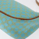 CELINE Macadam Canvas Accessory Pouch Turquoise Blue Silver Auth 151197A-18