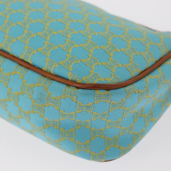 CELINE Macadam Canvas Accessory Pouch Turquoise Blue Silver Auth 151197A