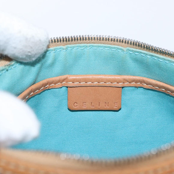 CELINE Macadam Canvas Accessory Pouch Turquoise Blue Silver Auth 151197A
