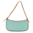 CELINE Macadam Canvas Accessory Pouch Turquoise Blue Silver Auth 151197A-1