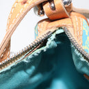 CELINE Macadam Canvas Accessory Pouch Turquoise Blue Silver Auth 151197-23