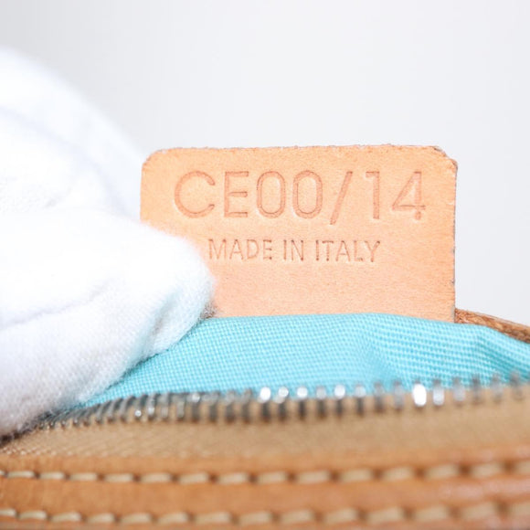 CELINE Macadam Canvas Accessory Pouch Turquoise Blue Silver Auth 151197