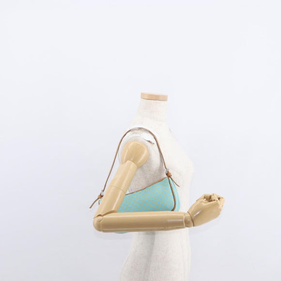 CELINE Macadam Canvas Accessory Pouch Turquoise Blue Silver Auth 151197A