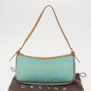 CELINE Macadam Canvas Accessory Pouch Turquoise Blue Silver Auth 151197-27