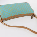 CELINE Macadam Canvas Accessory Pouch Turquoise Blue Silver Auth 151197-6