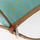 CELINE Macadam Canvas Accessory Pouch Turquoise Blue Silver Auth 151197-7