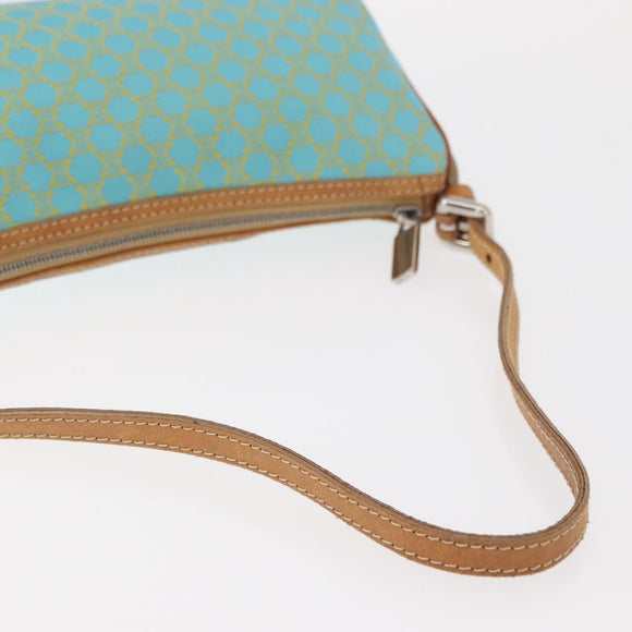CELINE Macadam Canvas Accessory Pouch Turquoise Blue Silver Auth 151197