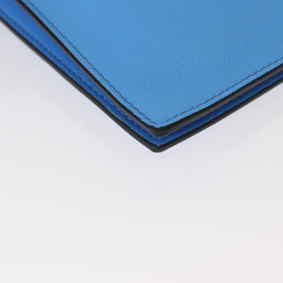 VERSACE Phone Pouch Shoulder Bag Leather 2way Light Blue Gold Auth 151198V