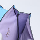 VERSACE Phone Pouch Shoulder Bag Leather 2way Light Blue Gold Auth 151198V-22