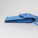 VERSACE Phone Pouch Shoulder Bag Leather 2way Light Blue Gold Auth 151198V-3