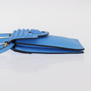 VERSACE Phone Pouch Shoulder Bag Leather 2way Light Blue Gold Auth 151198V-4