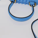 VERSACE Phone Pouch Shoulder Bag Leather 2way Light Blue Gold Auth 151198V-7