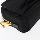 PRADA Chain Shoulder Bag Nylon Black Gold Auth 151199V-10
